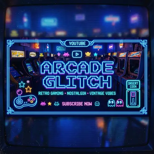 Retro Neon Banner for YouTube - Nostalgic Arcade Style
