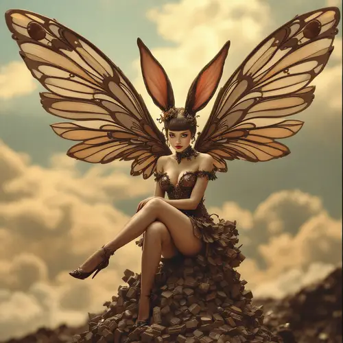 Chocolate Bunny Fairy in Retro Pinup Style