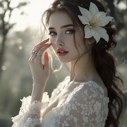 Stunning Fantasy Art of a Lace-Dressed Woman