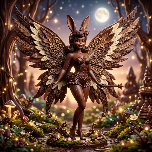 Chocolate Bunny Fairy in Retro Pinup Style
