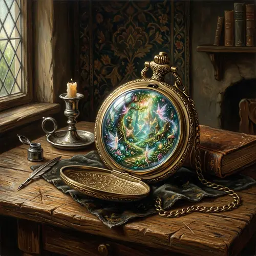 Fairy-Tale Realism: Vintage Clock and Fantasy World
