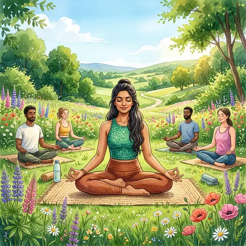 Serene Yoga Mudra Demonstration in Natural Setting