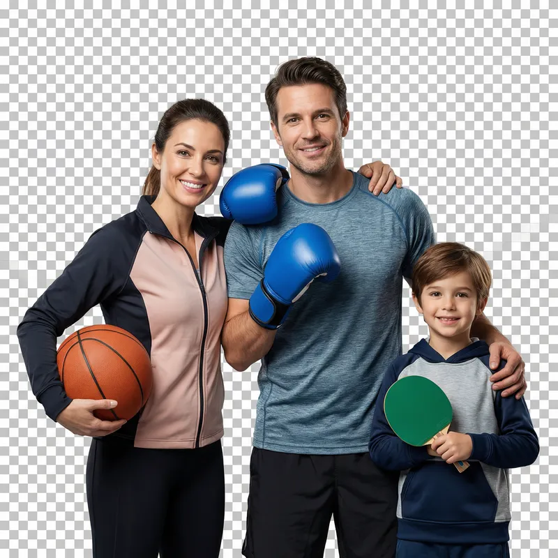 Dynamic Sport Family Photo with Team Spirit