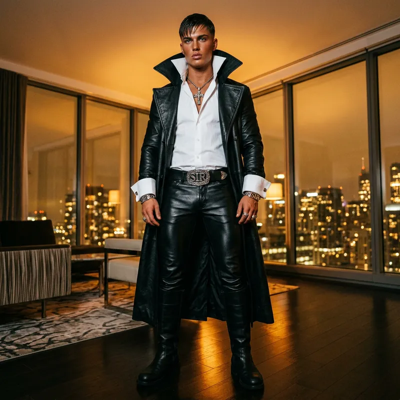 Luxury Penthouse Fashion: Stylish Young Male Portrait