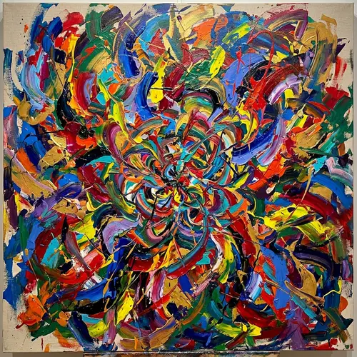 Vibrant Paint Strokes: Abstract Expressionist Masterpiece