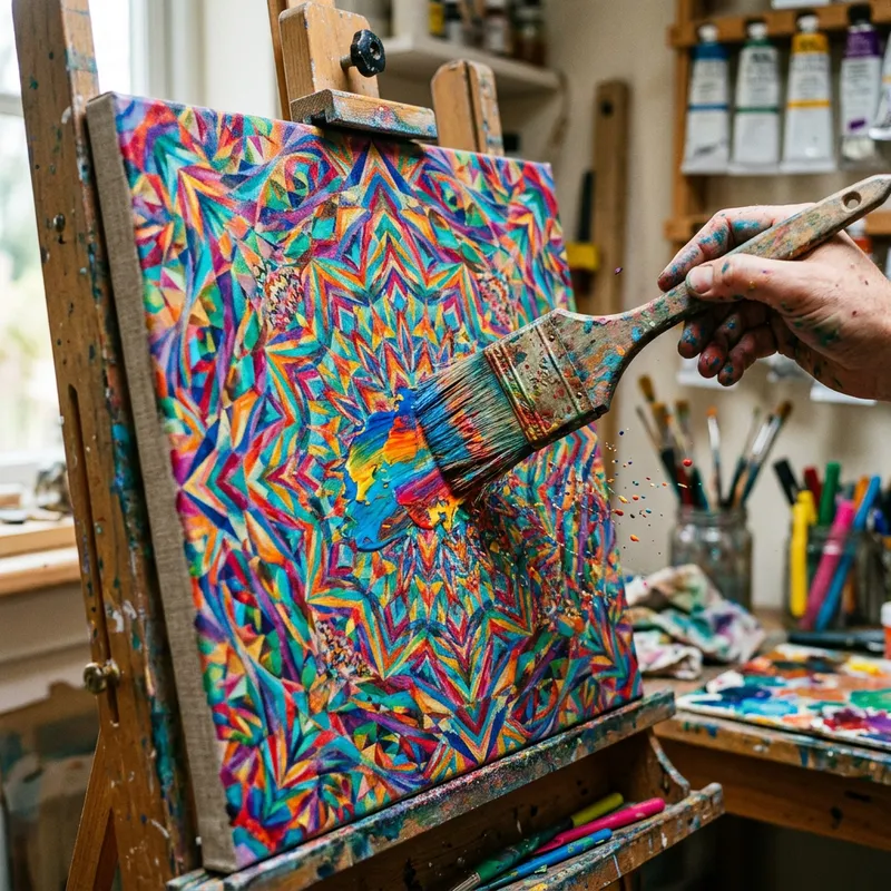 Intricately Detailed Kaleidoscope Painting: Mesmerizing Colors
