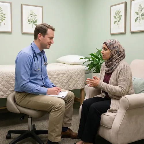 Professional Care and Empathy in a Comforting Medical Office