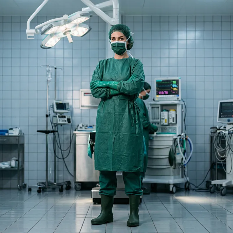 Professional Female Surgeon in Futuristic Setting