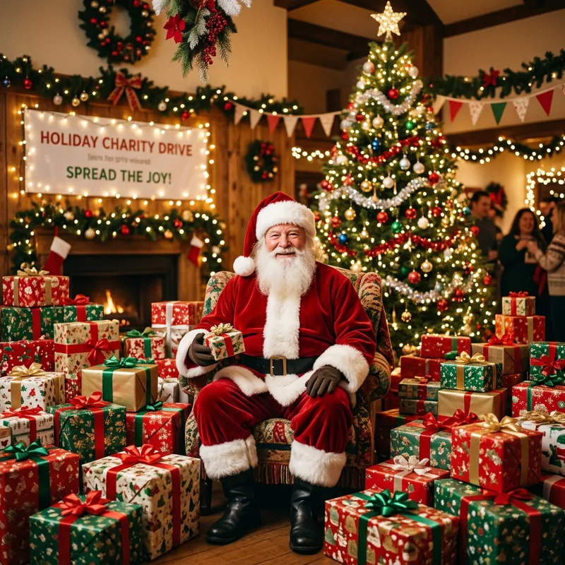 Santa Claus Charity Event with Presents | Spread the Joy