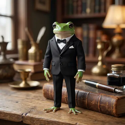 Elegant Green Frog in Stylish Black Suit