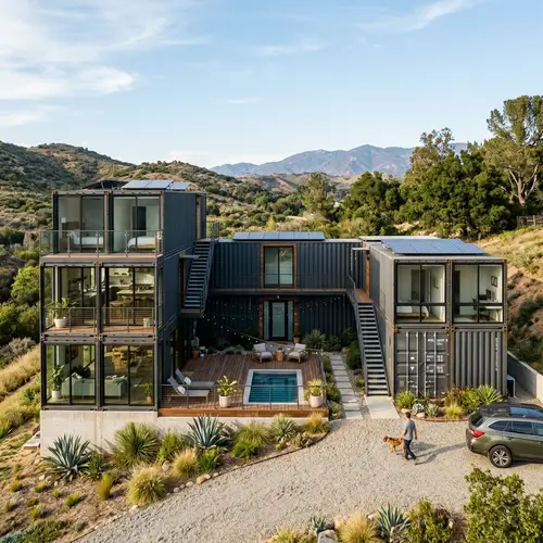 Innovative U-Shaped Shipping Container Home Design