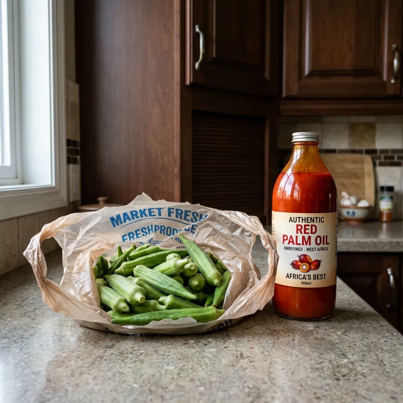 Fresh Okra and Red Palm Oil in Your Kitchen