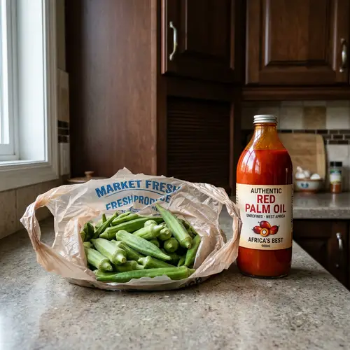 Fresh Okra and Red Palm Oil in Your Kitchen