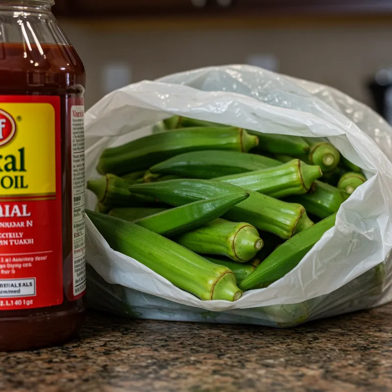 Fresh Okra and Red Palm Oil in Your Kitchen Fresh Okra and Red Palm Oil in Your Kitchen