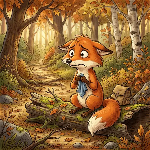 Worried Cartoon Fox - Expressive and Fun