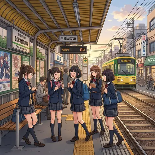 Anime Scene: High School Girls on the Streetcar