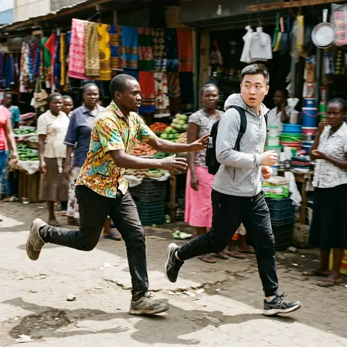 African Man Chasing a Chinese Man: A Unique Image