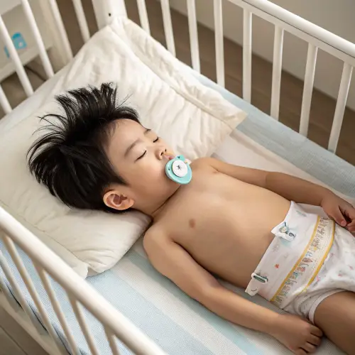 12-Year-Old Boy in Crib with Pacifier