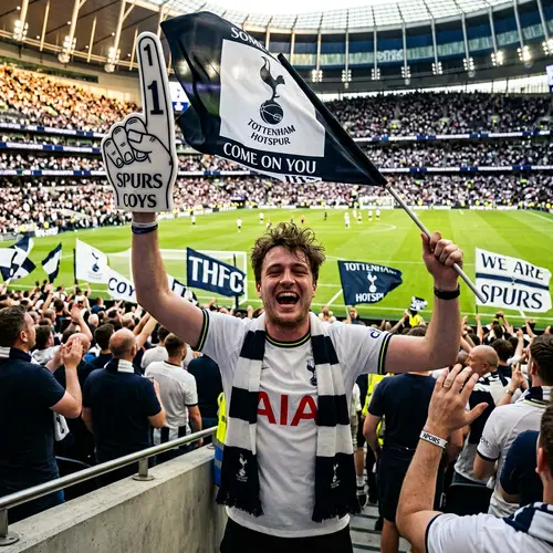 Enthusiastic Spurs Fan Celebrating Victory - Soccer Enthusiast