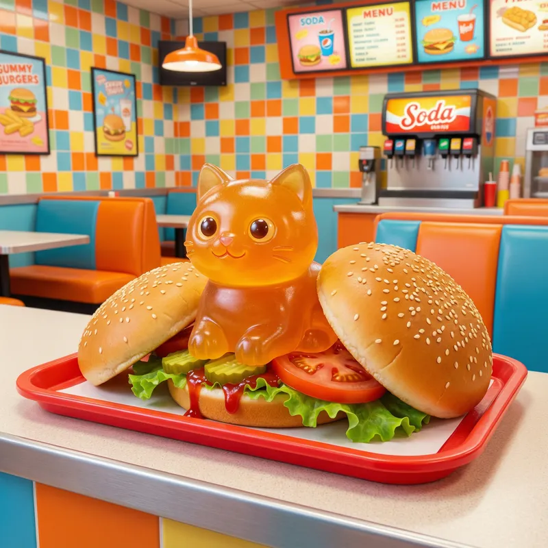 Unique Cat Burger: A Whimsical Fast Food Delight