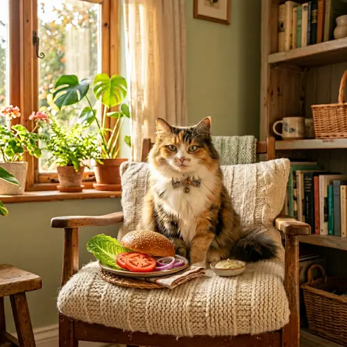 Adorable Cat Burger Scene: A Purrfect Delight