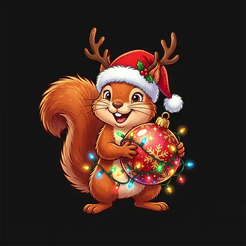 Playful Squirrel Holiday T-Shirt Design