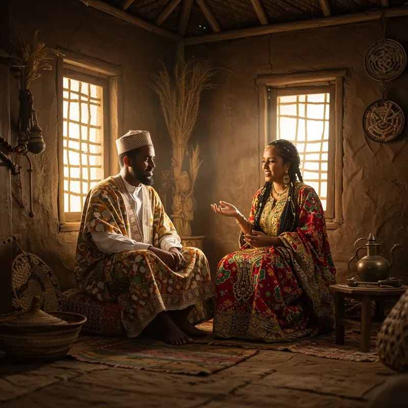 Traditional Somali Couple in Cozy Home