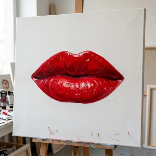 Bold Red Lips on a Blank Canvas