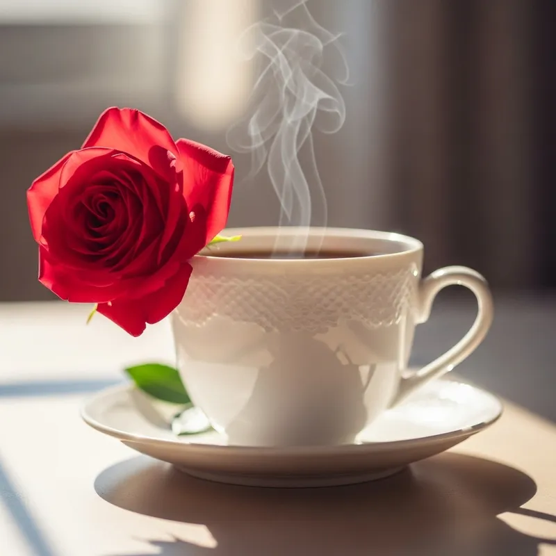 Coffee Cup with Rose - Elegance in Every Sip