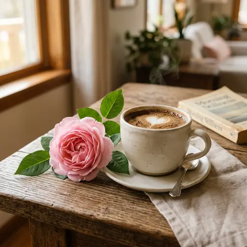 Coffee Cup with Rose - Elegance in Every Sip