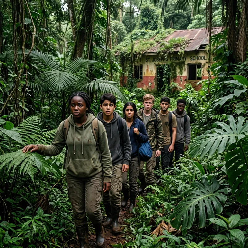 Teens Navigate Overgrown Jungle to Abandoned School in Uganda
