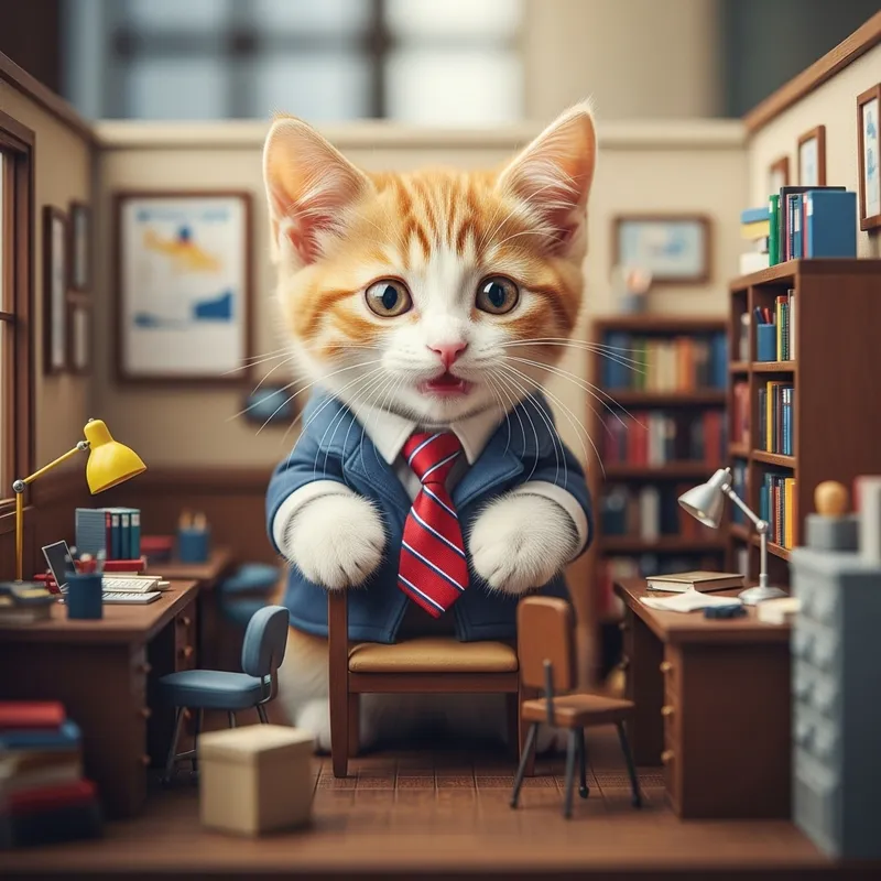 Happy Animated Business Cat