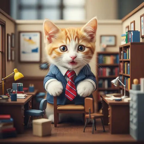 Happy Animated Business Cat