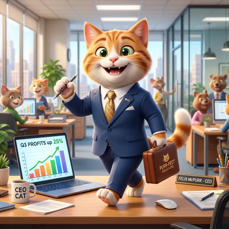 Happy Animated Business Cat