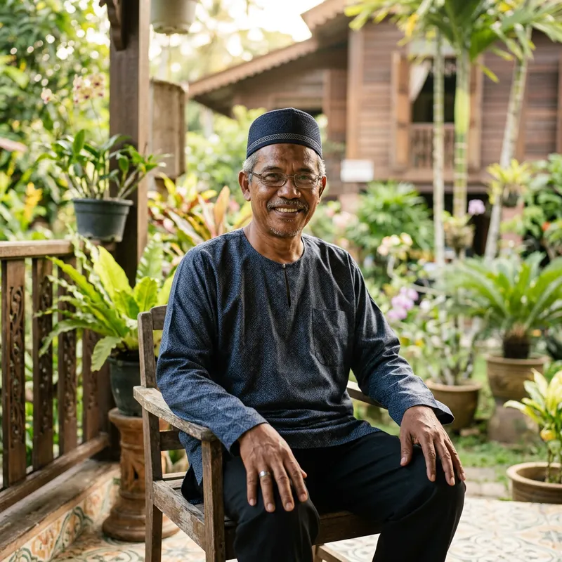 Portrait of a 55-Year-Old Malay Man in Kopiah