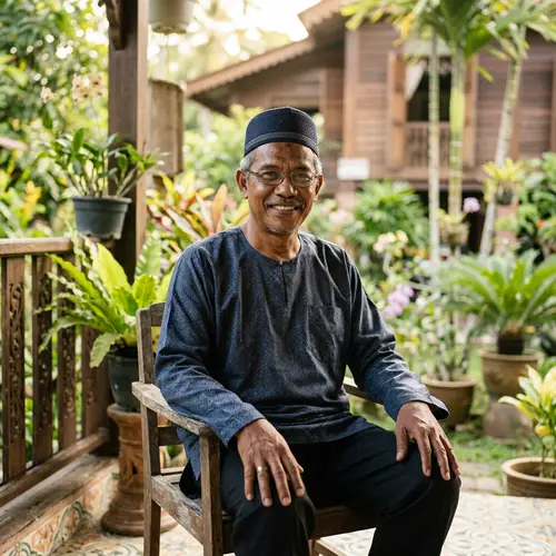 Portrait of a 55-Year-Old Malay Man in Kopiah
