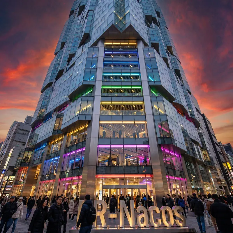 R-Nacos: Modern Glass and Steel Structure with Unique Lighting