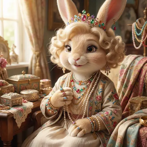 Adorable Blonde Bunny with Jewelry Collection