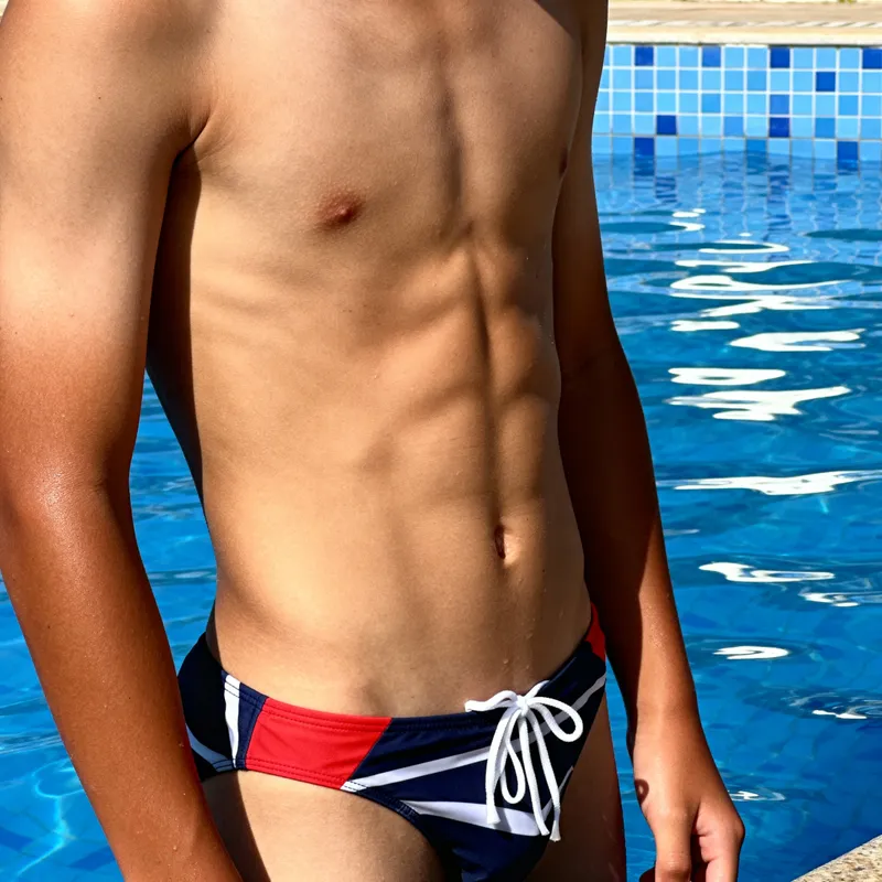 Stylish Middle School Boy by the Pool Stylish Middle School Boy by the Pool