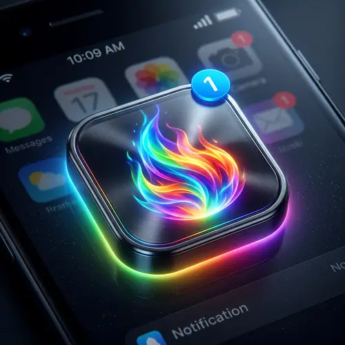 Futuristic Rainbow Fire Notification Icon