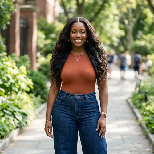 Stunning Black Curvy Woman with Long Hair