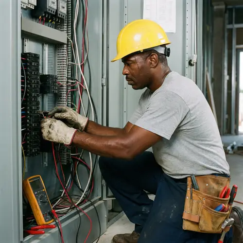 Professional Black Electrician at Work