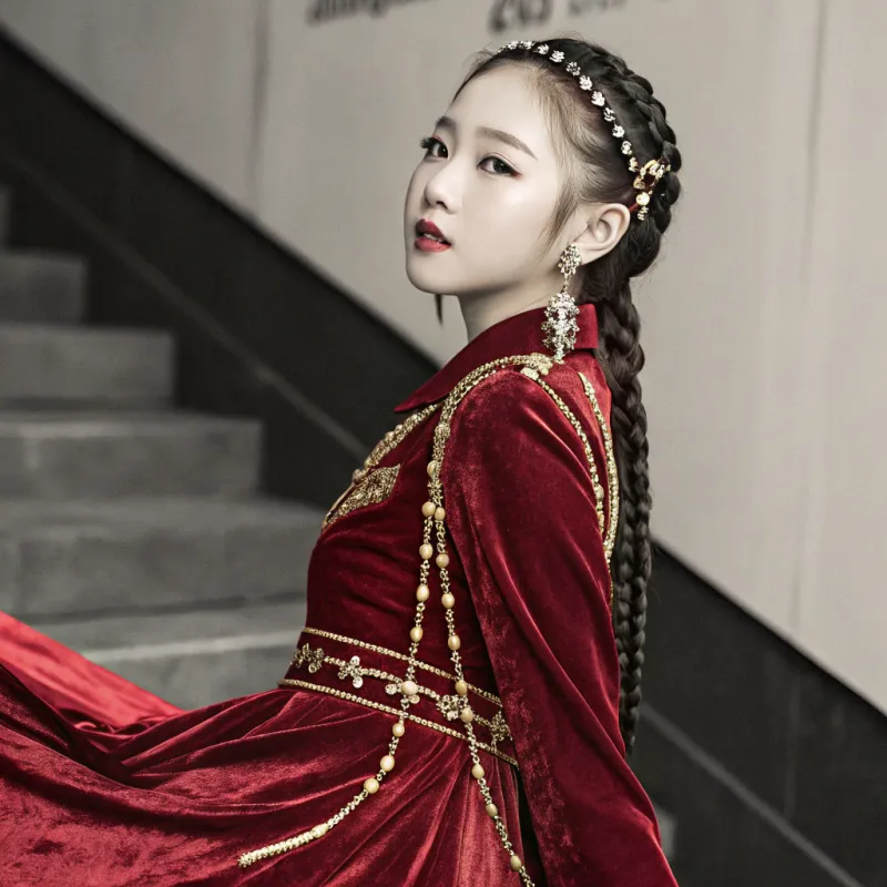 Stylish Red Velvet Dress Inspired by ATEEZ