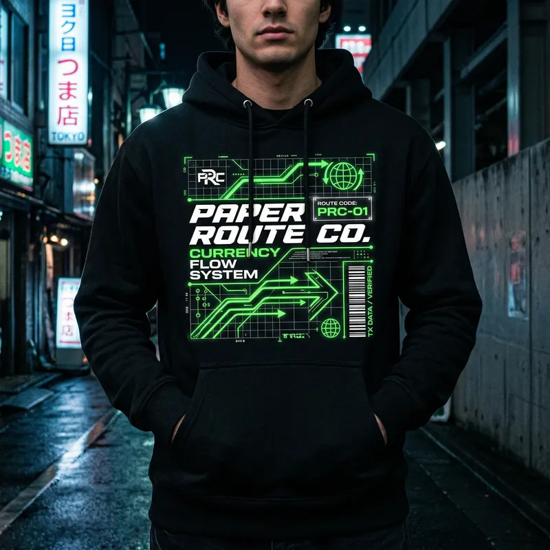 Futuristic Black Hoodie | PAPER ROUTE CO. Design