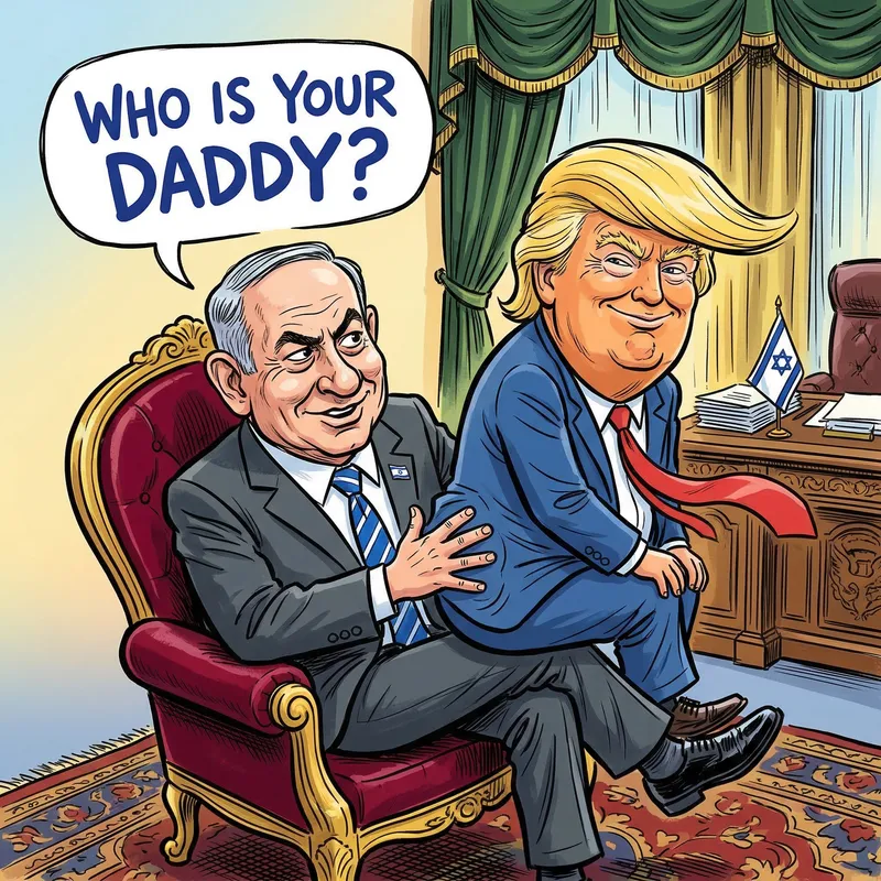 Satirical Cartoon of Netanyahu and Trump Humor
