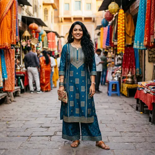 Stylish Indian Girl in Colorful Outdoor Setting