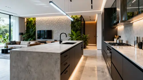 Biophilic Kitchen Living Combo with 2m Island Design