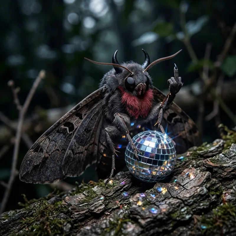 Defiant Death Moth with Crimson Beard and Devil Horns