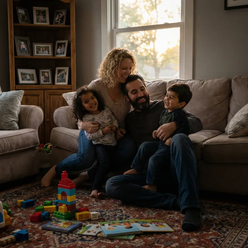 Happy Multicultural Family Bonding in Cozy Living Room with Diverse Family Members