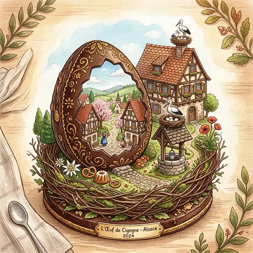 Chocolate Egg Stork Nest Pastry Art